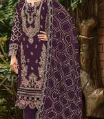 Purple faux georgette suit with embroidery & sequin work