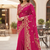 Rani Pink color sequnce with zari Thread work with piping border chiffon Saree