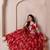 Red Floral Chiffon Handwork Lehenga Set