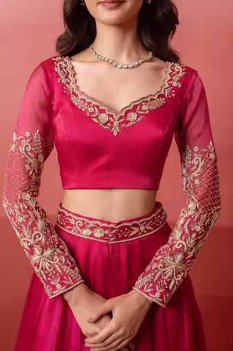 Rani Organza Handwork Gotapatti Lehenga Set with Handwork Blouse & Dupatta