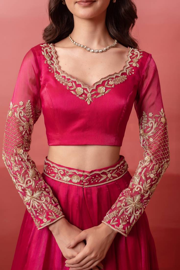 Rani Organza Handwork Gotapatti Lehenga Set with Handwork Blouse & Dupatta