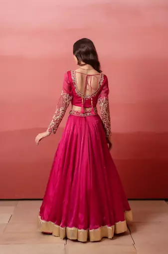 Rani Organza Handwork Gotapatti Lehenga Set with Handwork Blouse & Dupatta