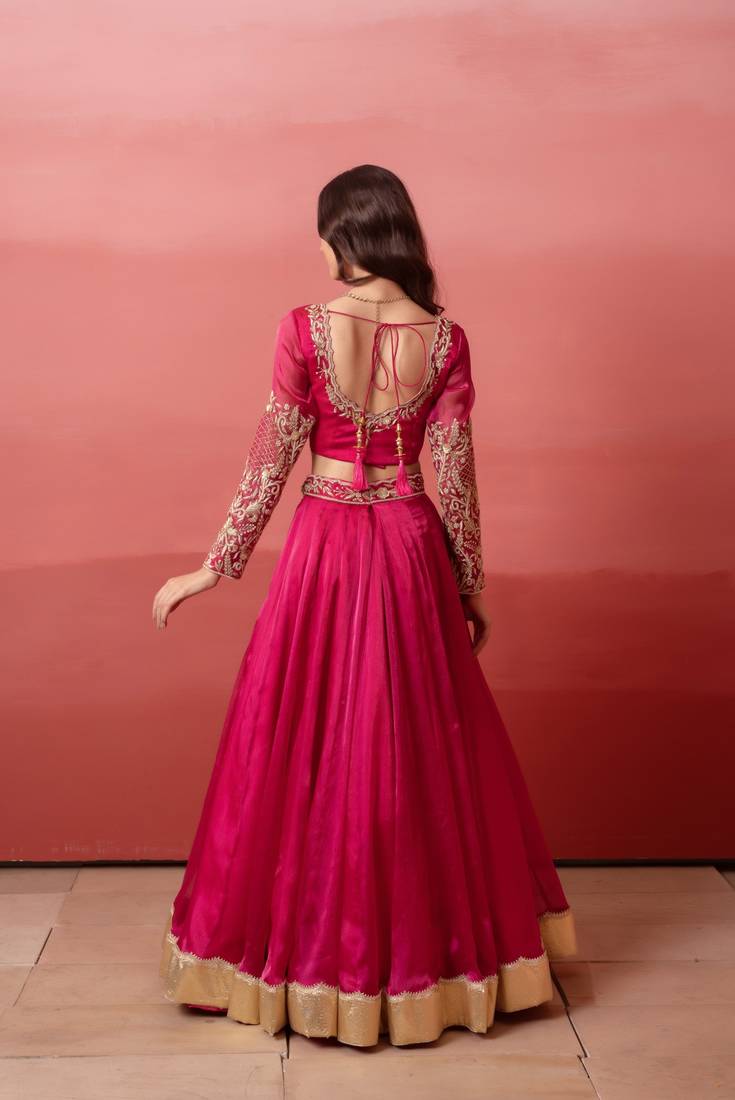 Rani Organza Handwork Gotapatti Lehenga Set with Handwork Blouse & Dupatta