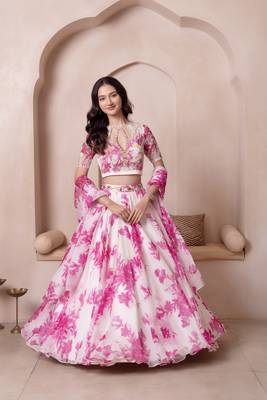 White Flamingo Chiffon Lehenga Set 1