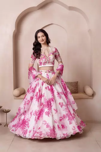 White Flamingo Chiffon Lehenga Set