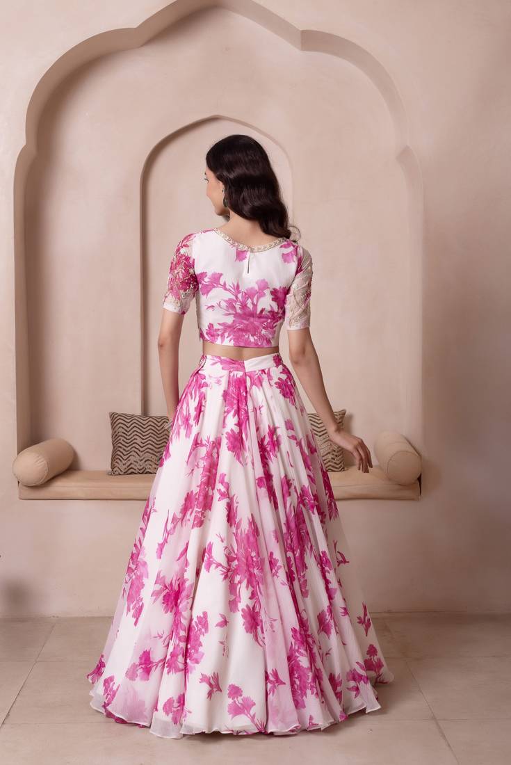 White Flamingo Chiffon Lehenga Set