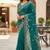 Turquoise color sequnce with zari Thread work with piping border chiffon Saree