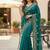 Turquoise color sequnce with zari Thread work with piping border chiffon Saree
