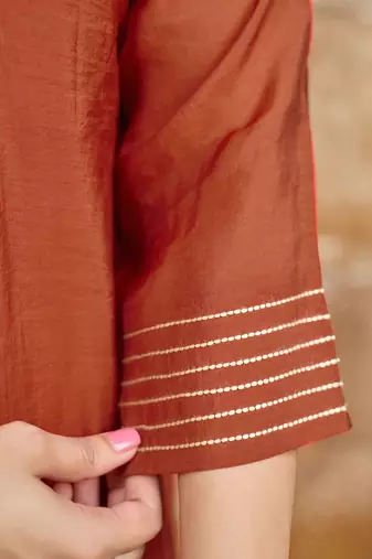 Women Ethnic Motifs Embroidered Regular Thread Work Chanderi Cotton Kurta with Palazzos & With Dupatta