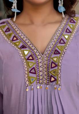 Women Ethnic Motifs Embroidered Regular Thread Work Chanderi Cotton Kurta with Palazzos & With Dupatta 5
