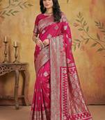 Rani pink elegant silk blend soft fabric saree for women – lightweight traditional saree