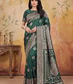 Green elegant silk blend soft fabric saree for women – lightweight traditional saree