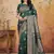 Green elegant silk blend soft fabric saree for women     lightweight traditional saree