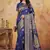Navy blue elegant silk blend soft fabric saree for women     lightweight traditional saree