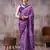 Lavender elegant floral & geometric printed satin silk saree with matching blouse