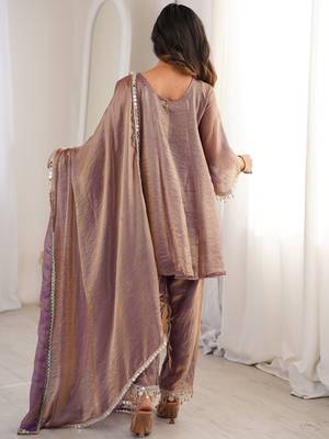 Stunning Purple Coding Work Silk Eid Special Pant Suit With Dupatta 5