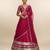 Magenta Pink Embroidered Crepe Lehenga Set