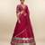 Magenta Pink Embroidered Crepe Lehenga Set
