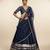 Navy Blue Embroidered Crepe Lehenga Set