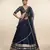 Navy Blue Embroidered Crepe Lehenga Set