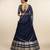Navy Blue Embroidered Crepe Lehenga Set