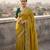 Yellow color amazing Sequences  Thread Embroidery Work Vichitra Silk Saree