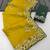 Yellow color amazing Sequences  Thread Embroidery Work Vichitra Silk Saree