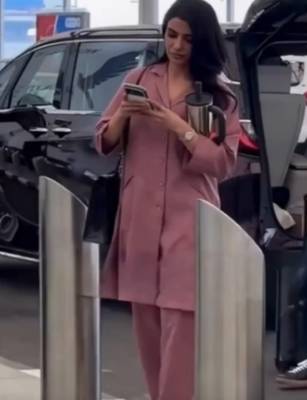Mauve button-down flared kurta set 1