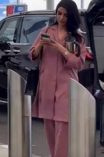 Mauve button-down flared kurta set