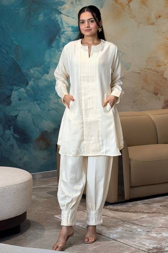 Ivory pintuck kurta set