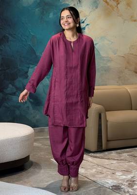 Magenta pintuck kurta set 1