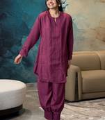 Magenta pintuck kurta set