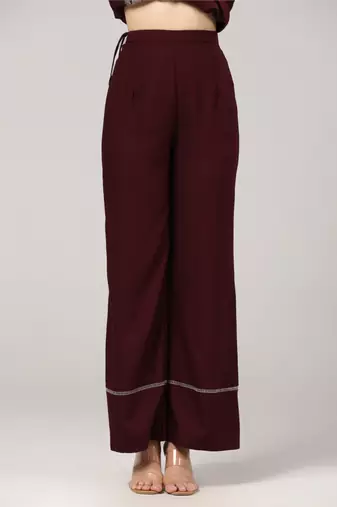 Maroon floral embroidered relaxed coord set