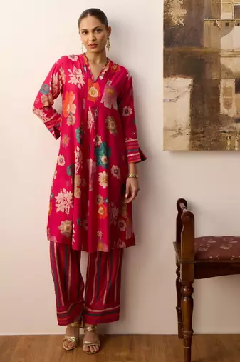 Blossom joy pink floral printed coord set