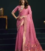 Baby pink munga cotton mina work sarees