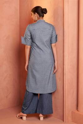 Indigo stripe blossom coord set 2