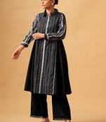 Classic black printed cambric cotton kurta set for effortless daywear