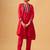 Bold red rayon slub contemporary kurta set