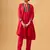 Bold red rayon slub contemporary kurta set