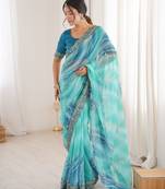 Padding chiffon georgette saree with laheriya gold foil work