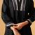 Classic black rayon slub straight kurta set