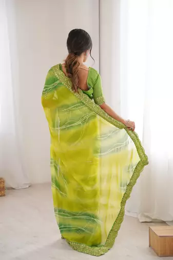 Padding chiffon georgette saree with laheriya gold foil work