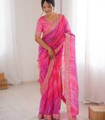 Padding chiffon georgette saree with laheriya gold foil work