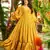 Yellow women s anarkali dress heavy digital print, fully stitched, flared, with dupatta