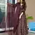 Wine  women   s anarkali dress     heavy digital print, fully stitched, flared, with dupatta