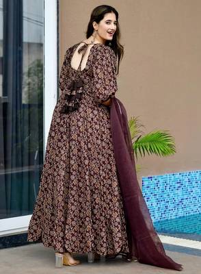 Winewomen s anarkali dress heavy digital print, fully stitched, flared, with dupatta 2