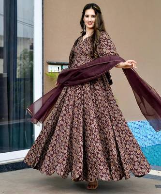 Winewomen s anarkali dress heavy digital print, fully stitched, flared, with dupatta 3