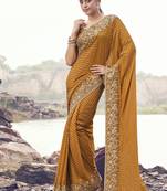 Copper satin with jaquard sequince work, heavy embroidery & khatli work saree