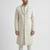white silk blend crystal thread embroidered sherwani