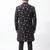 black velvet finish floral embroidery indo western sherwani